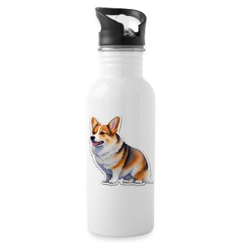 Corgi gallois - Gourde avec paille intégrée - blanc - Droite