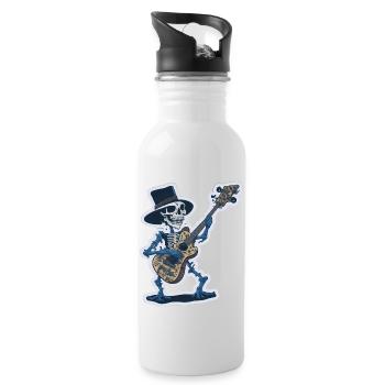 Cooles Skelett mit Gitarre Lustig - Trinkflasche mit integriertem Trinkhalm - Weiß - Rechts