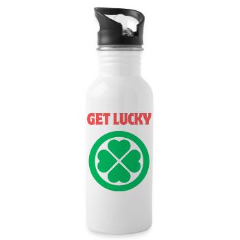 Holen Sie sich Glück/Klee - Trinkflasche mit integriertem Trinkhalm - Weiß - Rechts