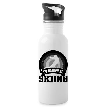 I'd rather go skiing - Water bottle with straw - white - Right