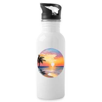 Sunset on the beach - Water bottle with straw - white - Right