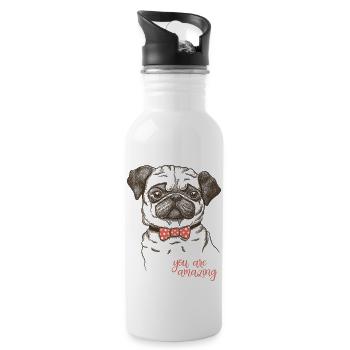 Hund - Trinkflasche mit integriertem Trinkhalm - Weiß - Rechts