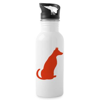 Hund - Trinkflasche mit integriertem Trinkhalm - Weiß - Rechts