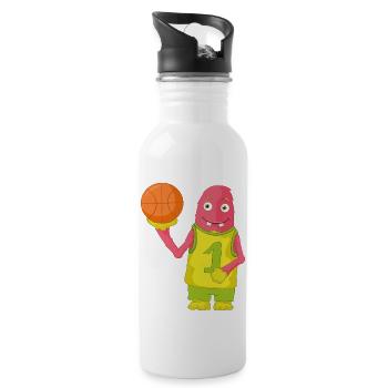 Ballsport - Trinkflasche mit integriertem Trinkhalm - Weiß - Rechts