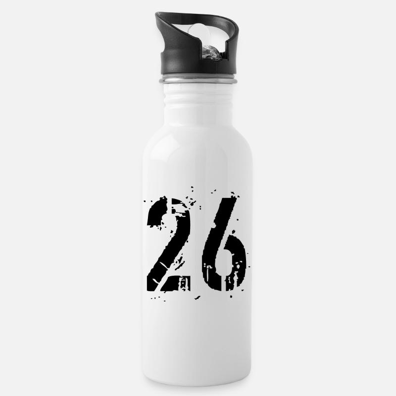 26 Number 26 - Water bottle with straw - white