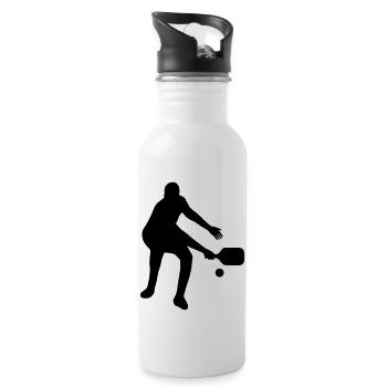 Pickleball Player T-Shirt - Water bottle with straw - white - Right