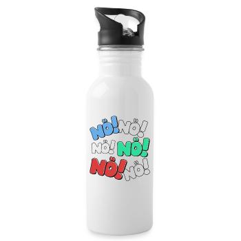 Nö Nein Einfach Nö Nope Ich Muss Gar Nichts Lustig - Trinkflasche mit integriertem Trinkhalm - Weiß - Rechts