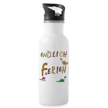 Ferien Urlaub - Trinkflasche mit integriertem Trinkhalm - Weiß - Rechts