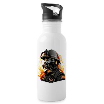 Feuerwehrmann - Trinkflasche mit integriertem Trinkhalm - Weiß - Rechts