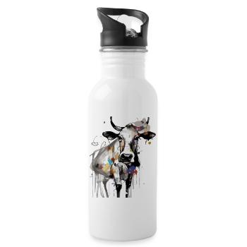 Book la vache - Gourde avec paille intégrée - blanc - Droite