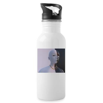 Zwei Gesichter - Trinkflasche mit integriertem Trinkhalm - Weiß - Rechts