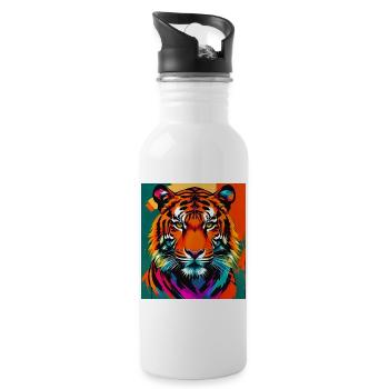 Tigre - Gourde avec paille intégrée - blanc - Droite