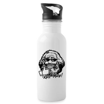Karl Marx (einfarbig) - Trinkflasche mit integriertem Trinkhalm - Weiß - Rechts