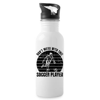 Funny football slogan - Water bottle with straw - white - Right