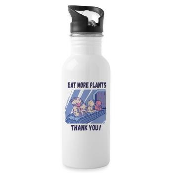 Eat more plants - Water bottle with straw - white - Right