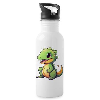 T Rex Dinosaur Baby - Water bottle with straw - white - Right