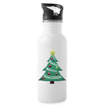 Cadeau de Noël Sapin de Noël - Gourde avec paille intégrée - blanc - Droite