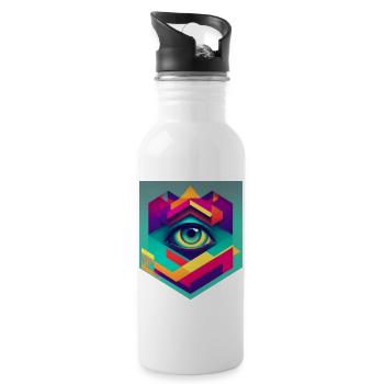 Retro 2 cut - Trinkflasche mit integriertem Trinkhalm - Weiß - Rechts