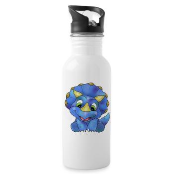 freundlicher Dino - Trinkflasche mit integriertem Trinkhalm - Weiß - Rechts