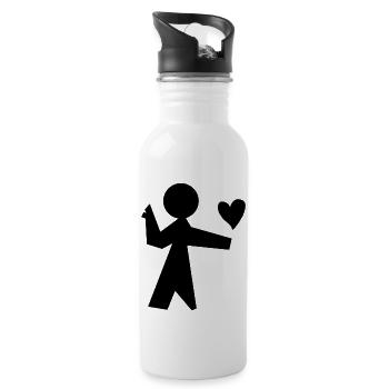 Gib mir dein Herz - Trinkflasche mit integriertem Trinkhalm - Weiß - Rechts