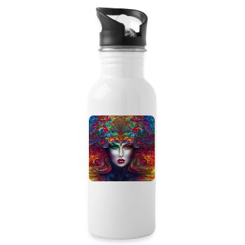 Cool Coloré Psychédélique Motif Femme - Gourde avec paille intégrée - blanc - Droite