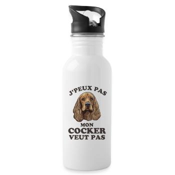 Mon cocker veut pas - Gourde avec paille intégrée - blanc - Droite