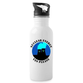 Nuclear Energy Yes Please - Water bottle with straw - white - Right