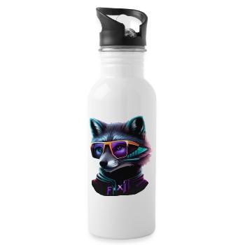 Wolf - Trinkflasche mit integriertem Trinkhalm - Weiß - Rechts