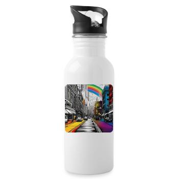 La vie citadine avec un arc-en-ciel - Gourde avec paille intégrée - blanc - Droite