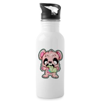 Teddybär Zombie - Trinkflasche mit integriertem Trinkhalm - Weiß - Rechts