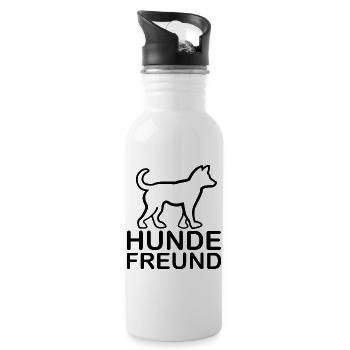 Hundefreunde Hund Tierheim Liebe Outlines Symbol - Trinkflasche mit integriertem Trinkhalm - Weiß - Rechts