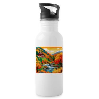 Paysage d’automne coloré - Gourde avec paille intégrée - blanc - Droite