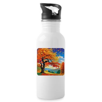 Paysage d’automne coloré - Gourde avec paille intégrée - blanc - Droite
