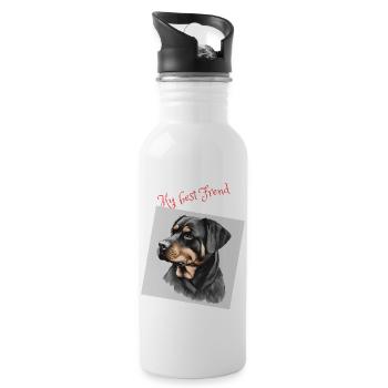 My best Frend - Trinkflasche mit integriertem Trinkhalm - Weiß - Rechts