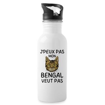 Mon Chat BENGAL ne veut pas - Gourde avec paille intégrée - blanc - Droite