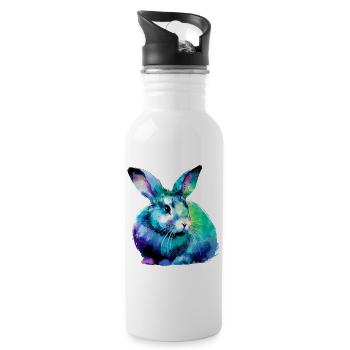 Lapin - Gourde avec paille intégrée - blanc - Droite