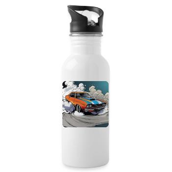 Oldtimer Drift Auto Turbo Rallye mit Rauch - Trinkflasche mit integriertem Trinkhalm - Weiß - Rechts