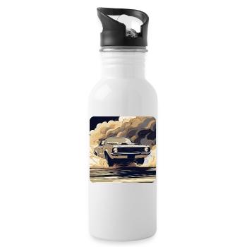 Oldtimer Drift Auto Turbo Rallye mit Rauch - Trinkflasche mit integriertem Trinkhalm - Weiß - Rechts