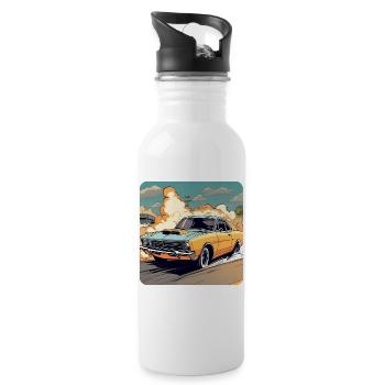 Oldtimer Drift Auto Turbo Rallye mit Rauch - Trinkflasche mit integriertem Trinkhalm - Weiß - Rechts