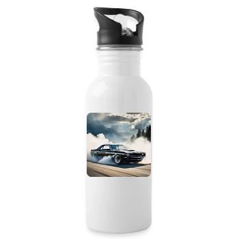 Schwarzes Odtimer Drift Auto Turbo mit Rauch - Trinkflasche mit integriertem Trinkhalm - Weiß - Rechts