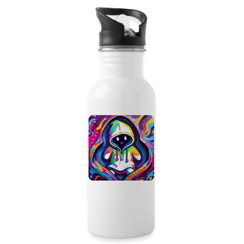 Cool Graffiti Ghost with Hoodie - Water bottle with straw - white - Right