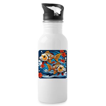 Cute goldfish - Water bottle with straw - white - Right