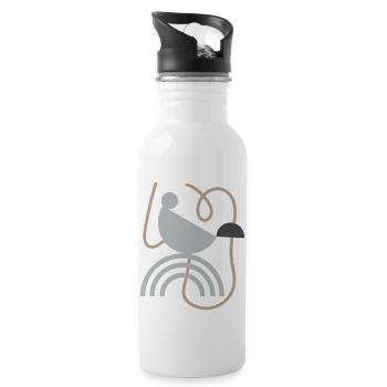 Abstraktes Design - Trinkflasche mit integriertem Trinkhalm - Weiß - Rechts