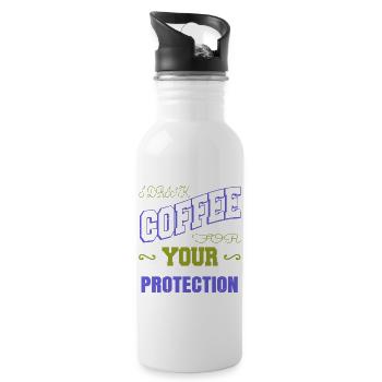 fun coffee sayings funny sayings jokes tired - Water bottle with straw - white - Right