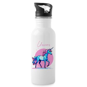 Einhorn - Trinkflasche mit integriertem Trinkhalm - Weiß - Rechts