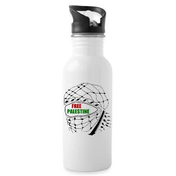 Free palestine - Gourde avec paille intégrée - blanc - Droite