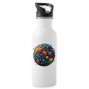 Colorful planets with psychedelic style - Water bottle with straw - white - Right