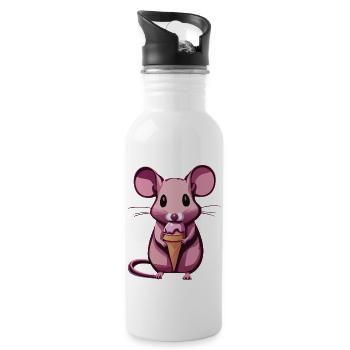 Maus - Trinkflasche mit integriertem Trinkhalm - Weiß - Rechts