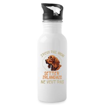 Chien de race setter irlandais - Gourde avec paille intégrée - blanc - Droite