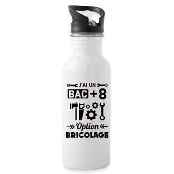 J ai un bac plus 8 option bricoleur - Gourde avec paille intégrée - blanc - Droite